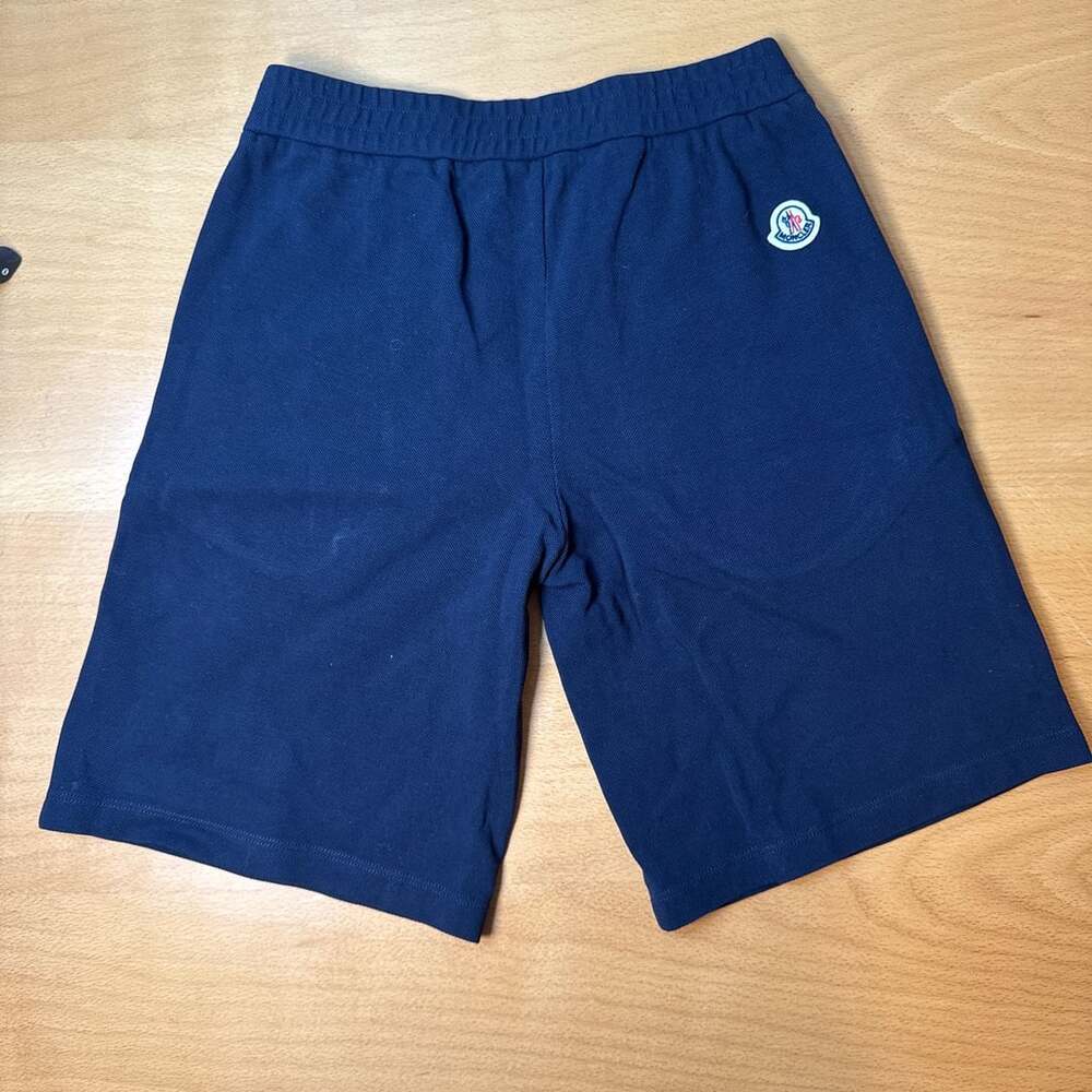 Moncler Enfant Boys Logo Patch Cotton Jersey Shorts, Navy Blue, Size 12A
